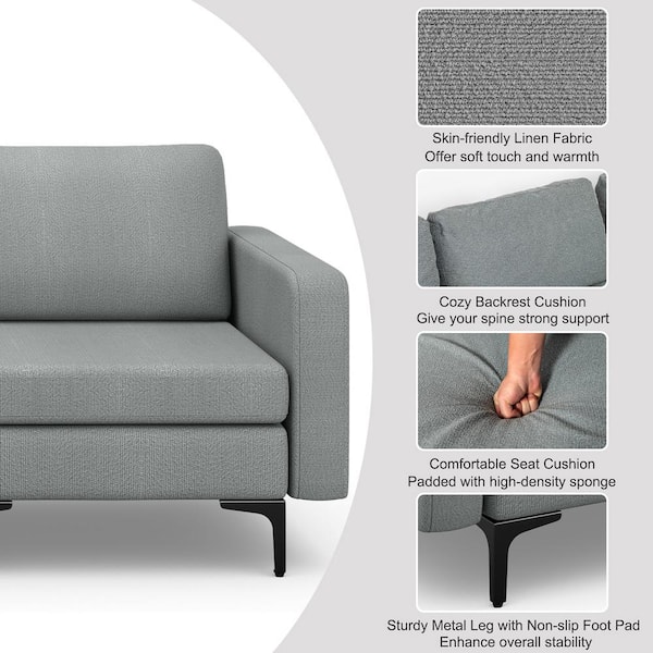 Contemporary Sofa Chair with WPC Armrests and Back Cushions - Costway