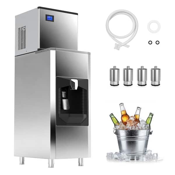 22.2in.Stainless Steel Commercial Ice Maker 550 lbs./24H Freestanding ,Full Size Cubes,whit Press to Dispense Ice Bin