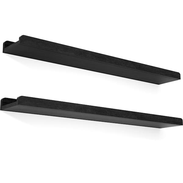 36 in. W x 6 in. D Floating Shelves Wall Mounted Set of 2, Rustic Wood Wall Shelves, Decorative Wall Shelf,Black