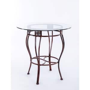 Beau 36 in. Counter Height Brown Pub/Bar Table with Glass Top