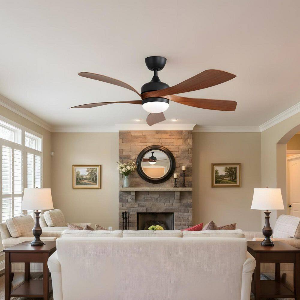 Light Pro 52 in. Indoor Brown Ceiling Fan with 3 Color Dimmable,5 Dark Wood Grain Color ABS Blades,Remote Control,Light price history on PriceWatchPro