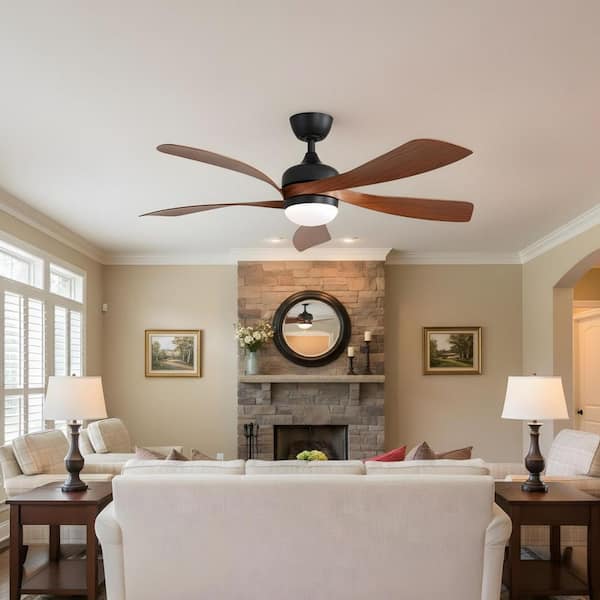 RCCFBHM Light Pro 52 in. Indoor Brown Ceiling Fan with 3 Color Dimmable,5 Dark Wood Grain Color ABS Blades,Remote Control,Light