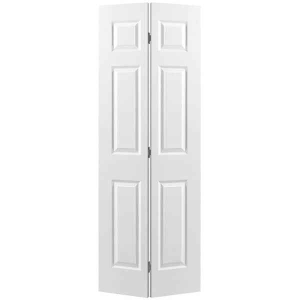 Unbranded 24 in. x 80 in. Textured 6-Panel Primed Hollow Core Composite Bi-fold Interior Door
