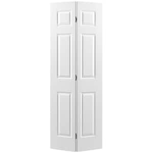 30 in. x 80 in. 6 Panel Textured Primed Hollow Core Composite Bi-fold Interior Door