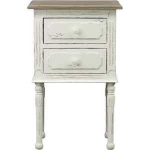 White 2 Drawer 16.2 in. W Nightstand, Sturdy Bedside Nightstand Table