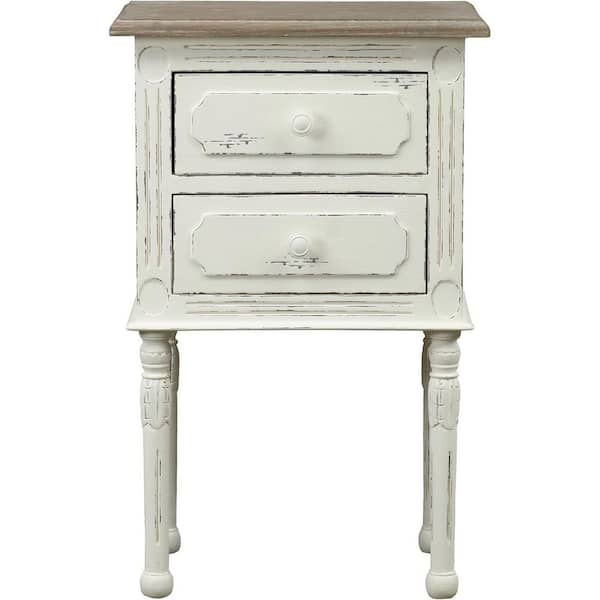 White 2 Drawer 16.2 in. W Nightstand, Sturdy Bedside Nightstand Table