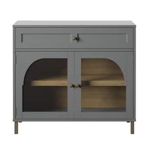 Pure Gray Accent Cabinet with Glass Doors