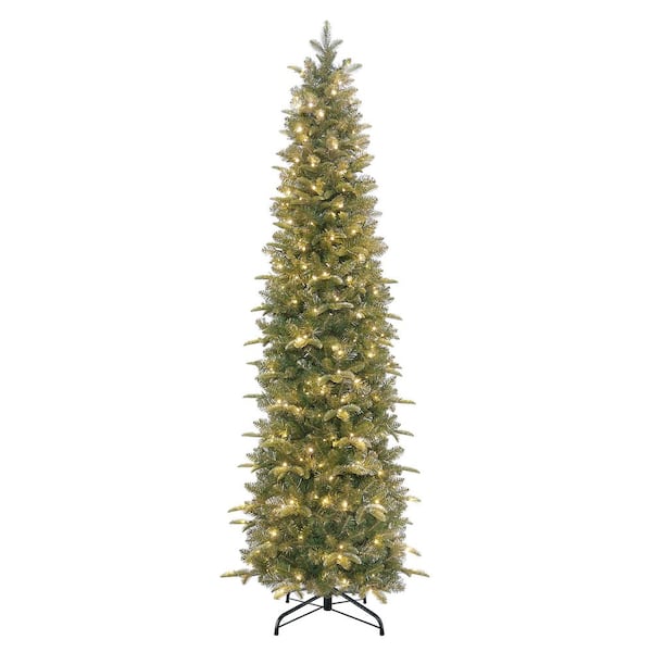 7.5 ft. Pre-Lit Artificial Christmas Tree Pencil Yardley Spruce with 350 Dual-Color LED Lights