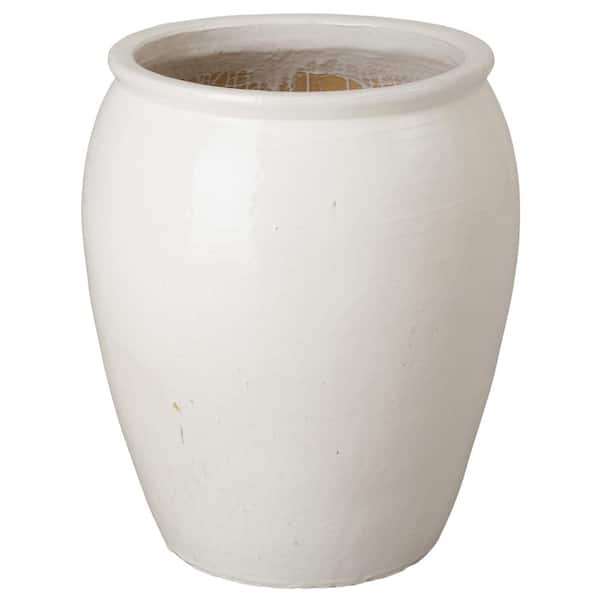 Emissary 23.5 in. x 30 in. H White Ceramic Tall Jar Planter LG