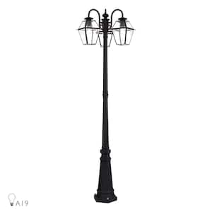 Westover 3-Light Black Cast Brass Hardwired Outdoor Rust Resistant Post Light Set with No Bulbs Included