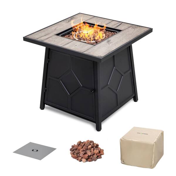 VEIKOUS 31 in. Square Outdoor Gas Fire Pit Propane 50000 BTU with Lid and  Cover, Free Lava Rocks PG0601-04 - The Home Depot