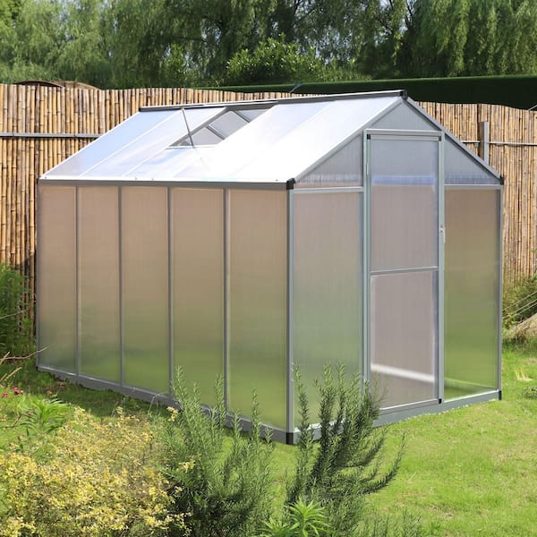 VEIKOUS 6 ft. x 10 ft. Walk-In Garden Greenhouse with Adjustable Roof Vent, Silver