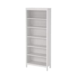 Madrid 78 in. Tall White Engineered Wood 6-Shelf Bookcase