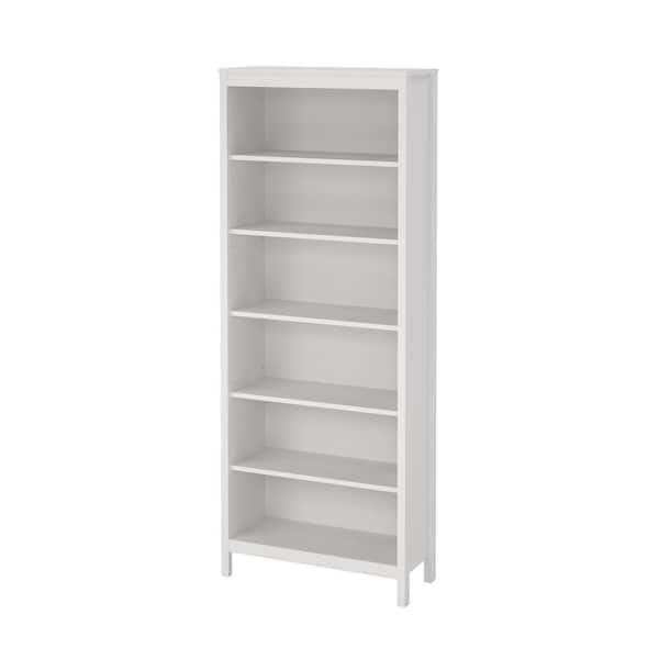 Tvilum Madrid 78 in. Tall White Engineered Wood 6-Shelf Bookcase