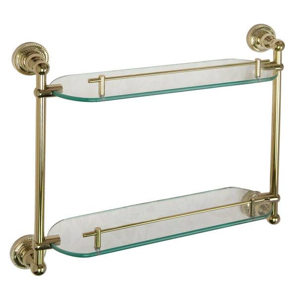 Barclay Products Nevelyn 19-1/4 in. W Double Shelf in Glass and Polished Brass