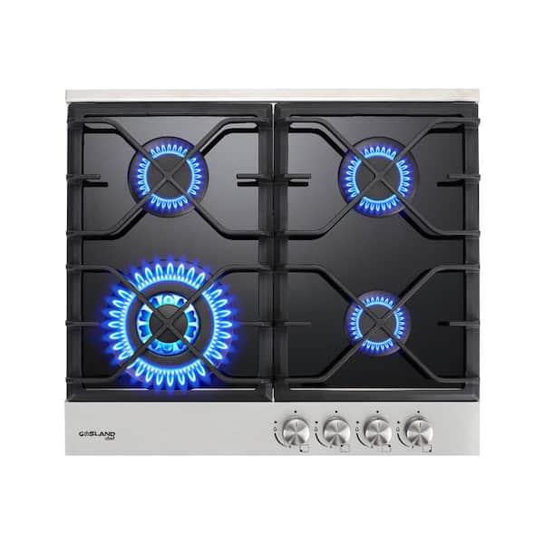 GASLAND 24 in. Built-in Gas Stove Top LPG Natural Gas Cooktop in Black Tempered Glass with 4-Sealed Burners, ETL