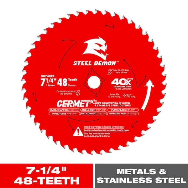 7-1/4 in. 48-Tooth Steel Demon CermetX Circular Saw Blade for Metals and Stainless Steels