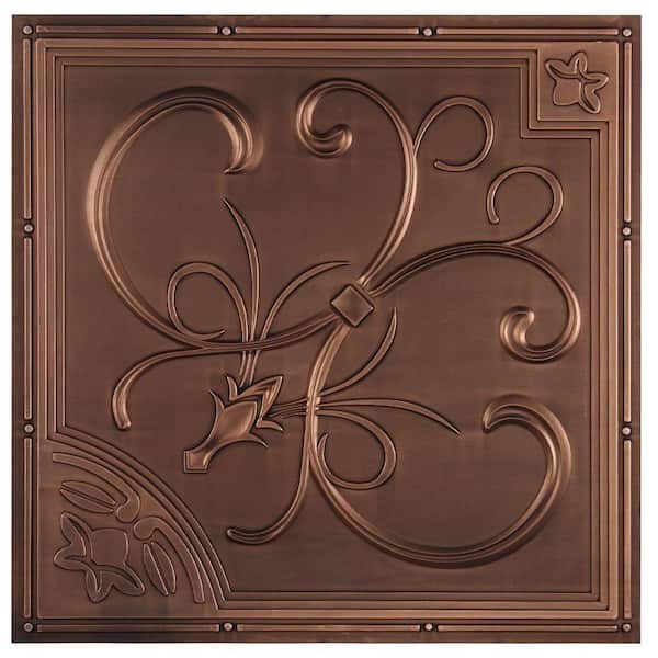 uDecor New Orleans 2 ft. x 2 ft. Lay-in or Glue-up Ceiling Tile in Antique Bronze (40 sq. ft. / case)