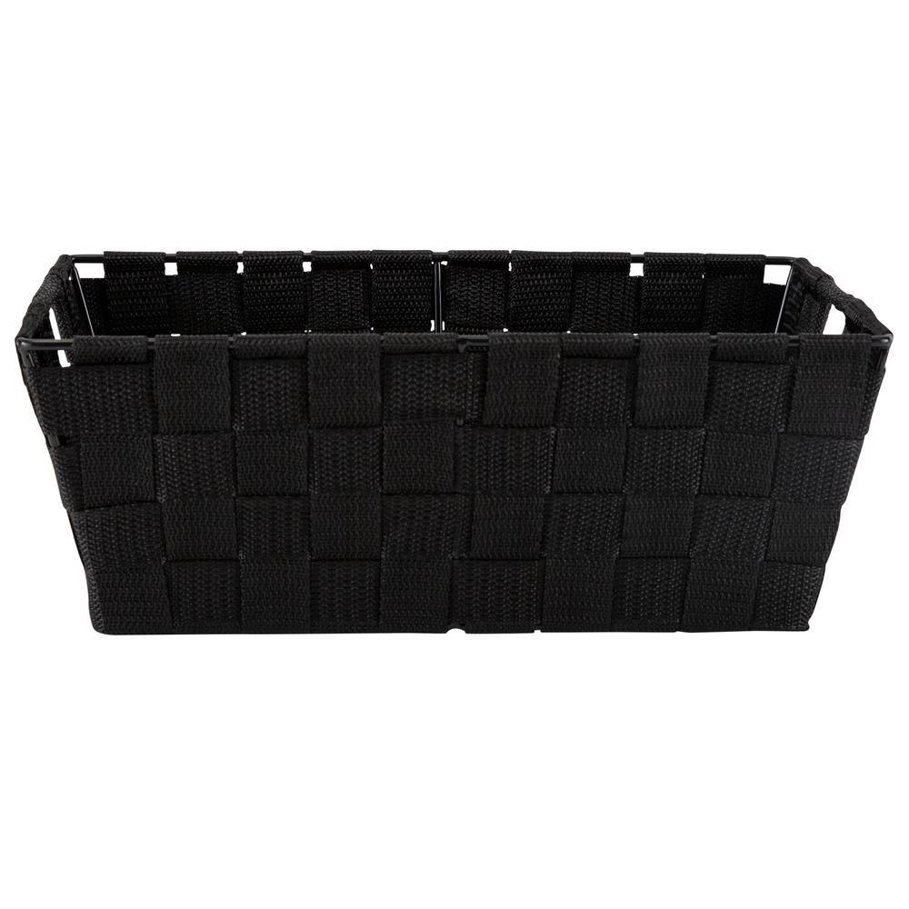 Small Black Woven Polypropylene Storage Baskets with Handles, Set of 2