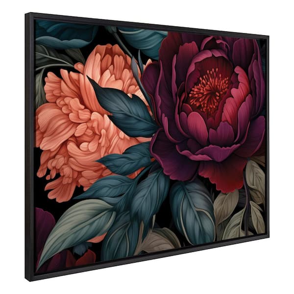 Kate and Laurel Sylvie Dark Academia Floral Framed Canvas by the Creative Bunch Studio (Set of 1) Nature Art Print 31.49 in. x 42.00 in.