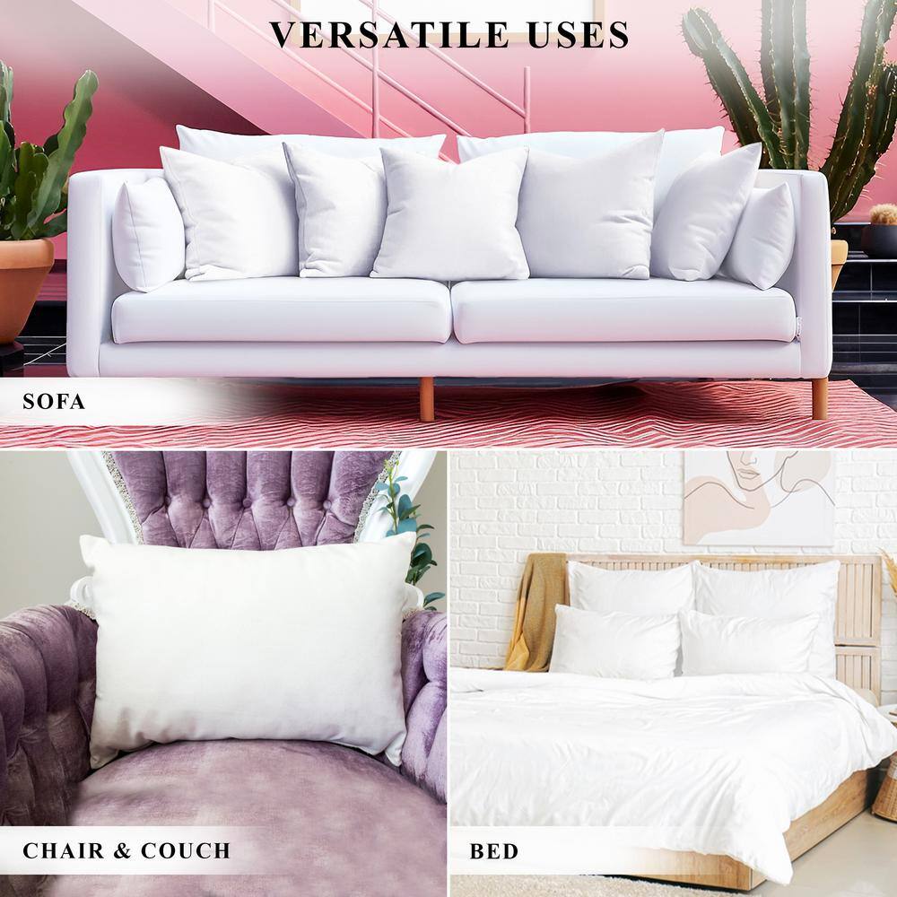 White Rectangular Down Feather Throw Pillow Insert 12x20 Inches