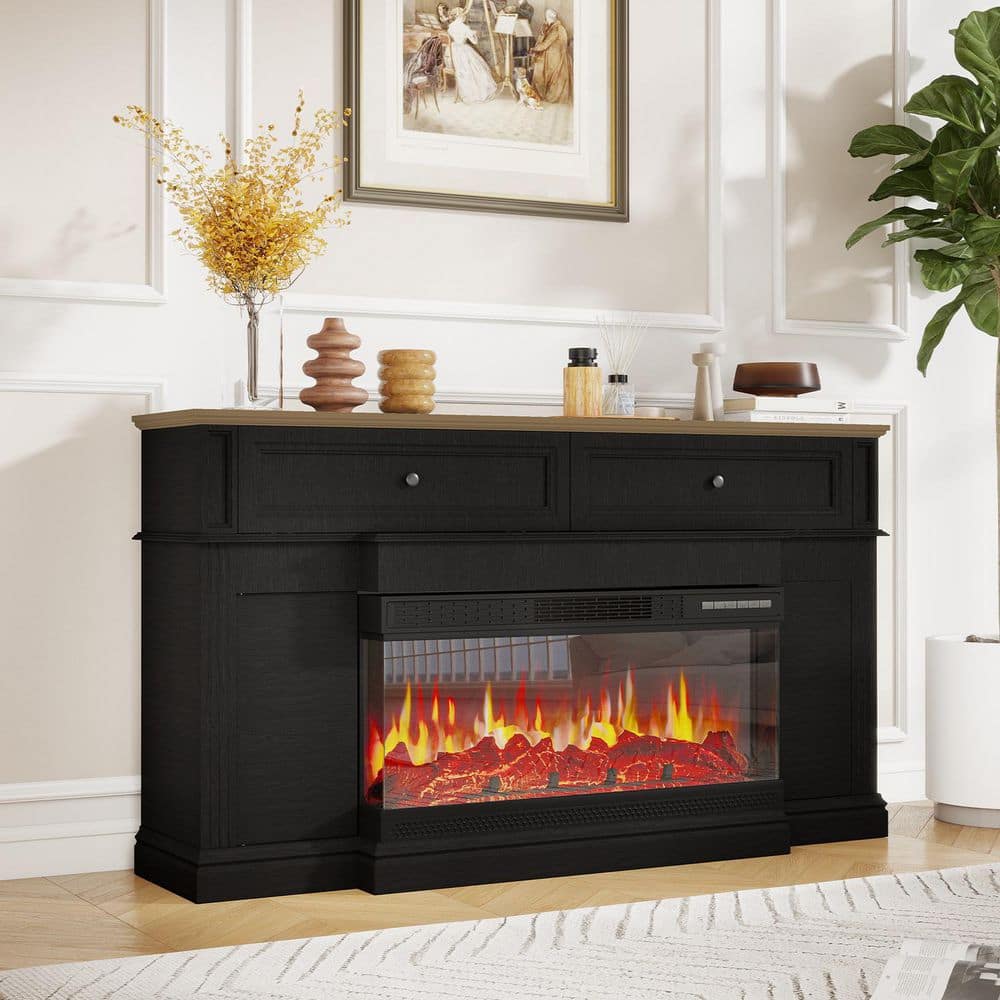 Sizzim 80 in. Freestanding Engineered Wood Electric Fireplace TV