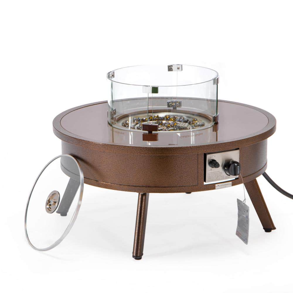 Walbrooke Modern Brown Patio Round Fire Pit Table with Aluminum Frame price history on PriceWatchPro