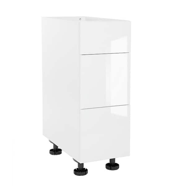 Cambridge Quick Assemble Modern Style, White Gloss 18 in. Base Kitchen Cabinet, 3 Drawer (18 in. W x 24 in. D x 34.50 in. H)