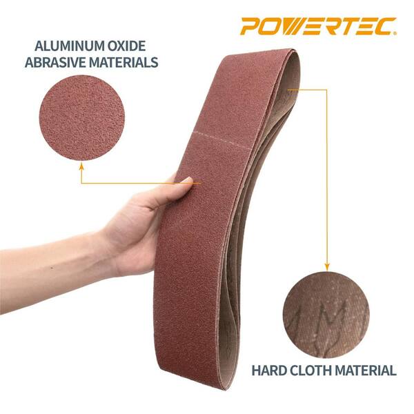 POWERTEC 110110 4 Inch x 36 Inch 120 Grit Aluminum Oxide Sanding Belt 10 Pack