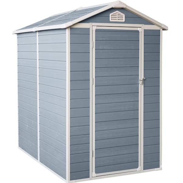 ToolCat 4 ft. W x 6 ft. D Plastic Resin Shed Kit Outdoor Storage Tool Room with Single Door for Garden, Lawn, Grey (24 sq. ft.)
