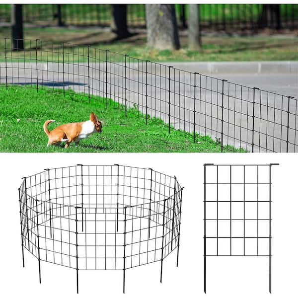 Oumilen (10-Pack) Garden Fence Fencing, Rustproof Metal Wire Border Animal Barrier, Black