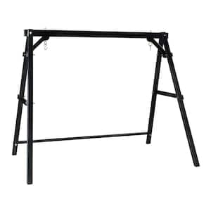 84 in. 3-Person Black Wood Porch Patio Swing Stand