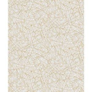 White Bulan Champagne Abstract Lines Paper Non-Woven Wallpaper Roll