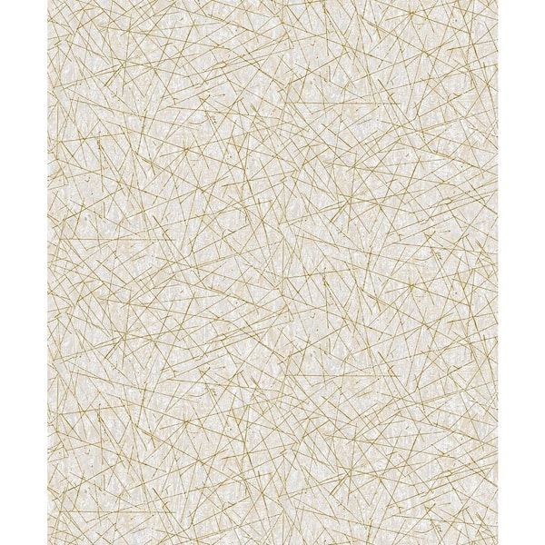 A-Street Prints Bulan Champagne White Abstract Lines Wallpaper Sample
