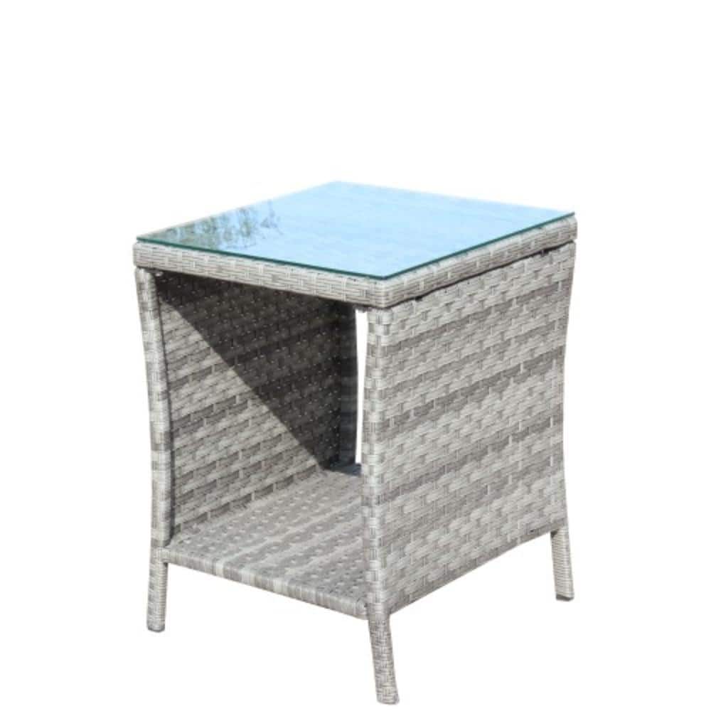 Grey Outdoor Coffee Table with Tempered Glass Tabletop, Water Resistant price history on PriceWatchPro