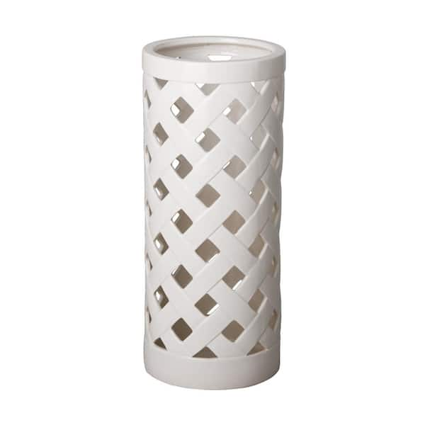 Emissary Ceramic Criss Cross Vase with White Glaze 11241WT - The Home Depot