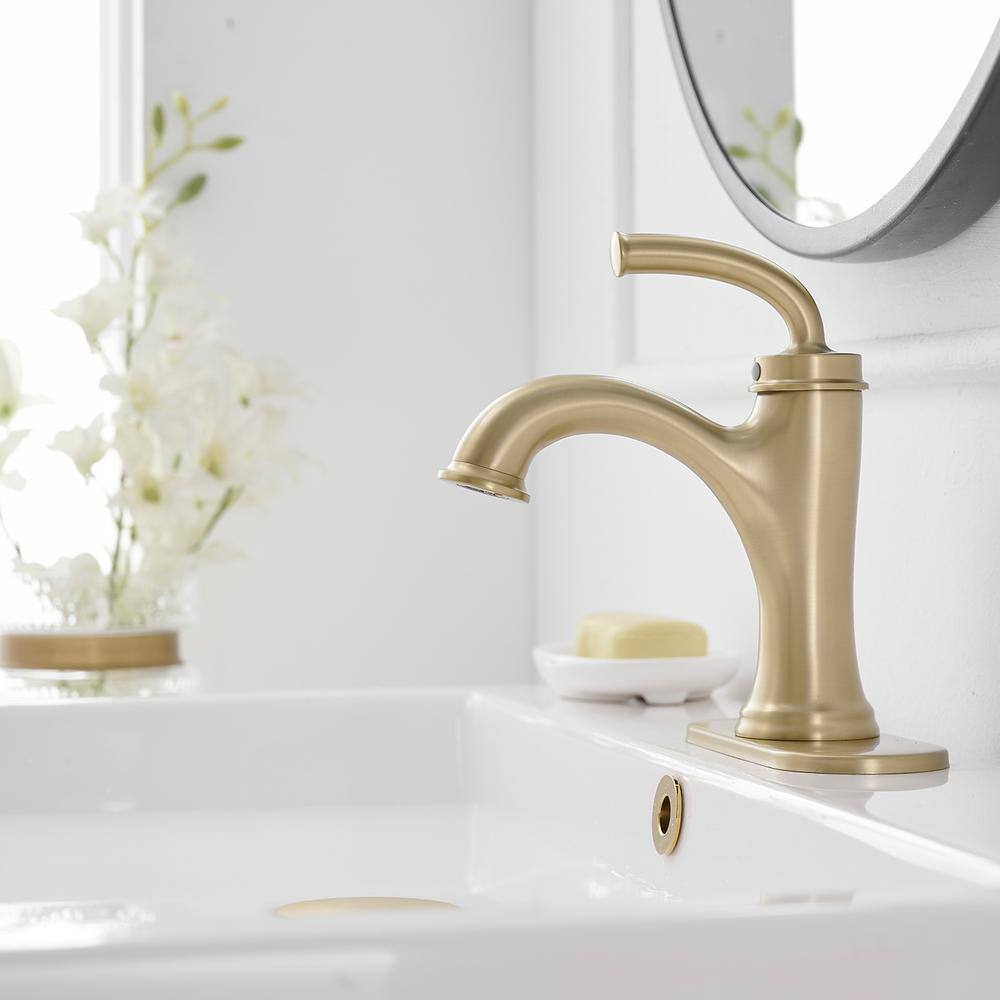 Brushed Gold Single Handle Stainless Steel Bathroom Faucet