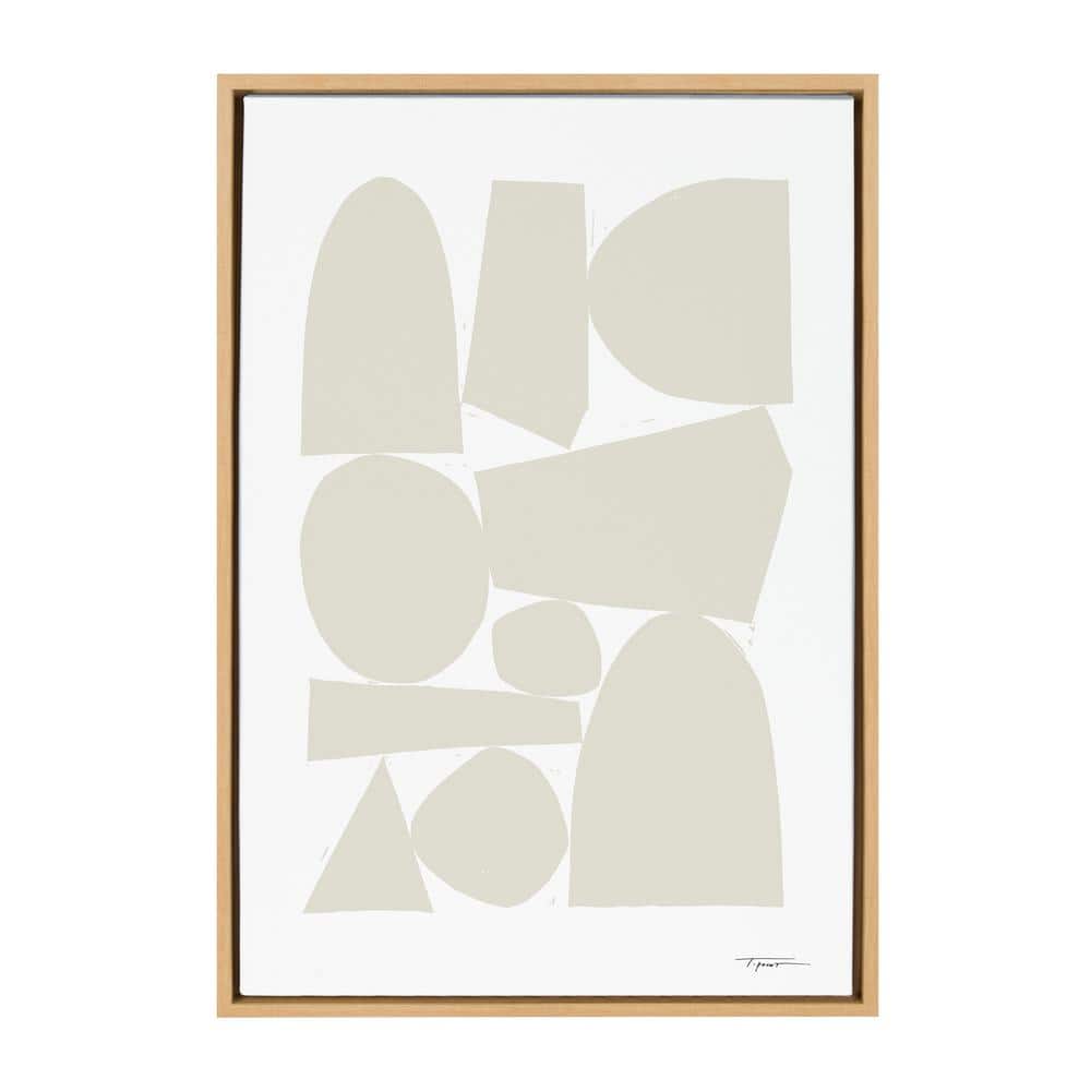 Neutral Abstract Geometric Canvas Print with Natural Frame