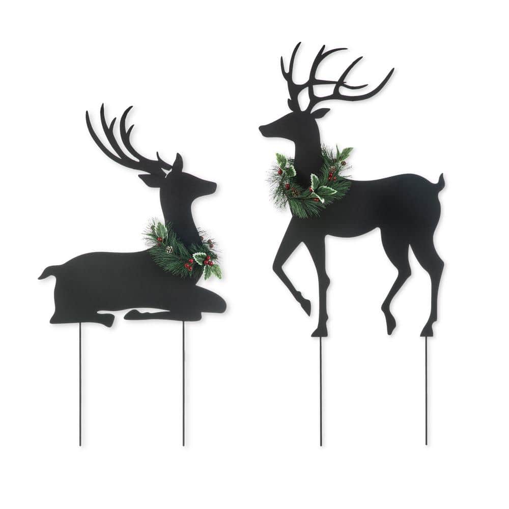 Glitzhome 42 in. H Set of 2 Christmas Metal Silhouette