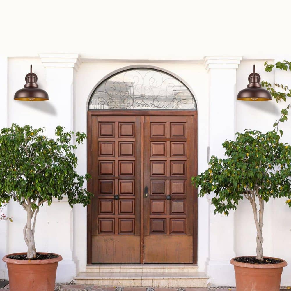 11.5 in. 2-Light Bronze Wall Sconce with Clear Glass Outdoor Barn Lights for Porch Garage Patio (Bulb Not Included) price history on PriceWatchPro