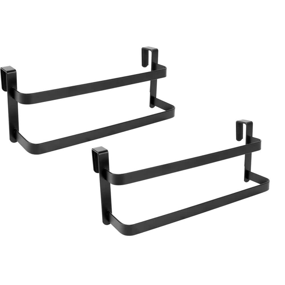 10.39 in. Over-the-Door Towel Bar, 2-Tier for Bathroom Cupboard, Holds Hand/Dish Towels and Washcloths in Black (2-Pack) price history on PriceWatchPro