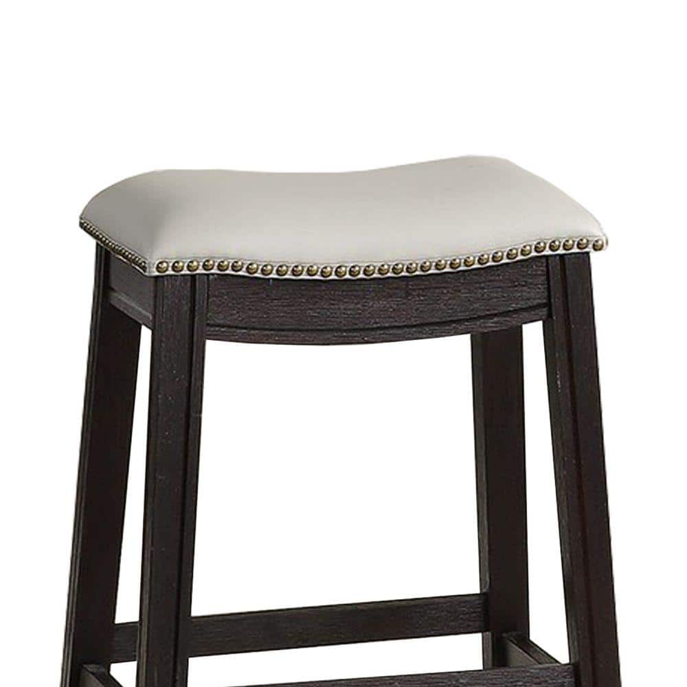 Adjustable Gray Leather Swivel Saddle Counter Stool Set of 2