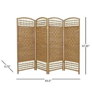 4 ft. Short Fiber Weave Folding Screen - Natural - 4 Panels