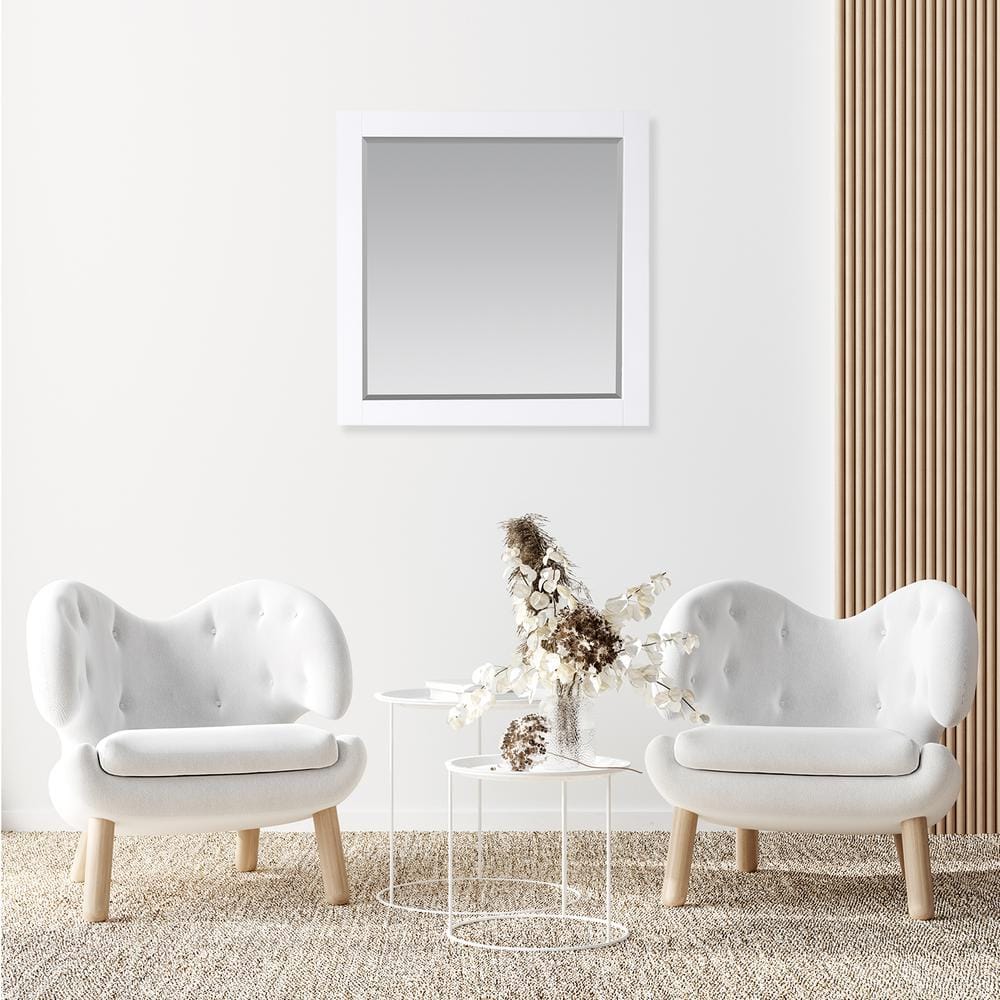 Maribella 33.5 in. W x 36 in. H Rectangular Wood Framed Wall Bathroom Vanity Mirror in White price history on PriceWatchPro