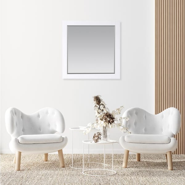 Altair Maribella 33.5 in. W x 36 in. H Rectangular Wood Framed Wall Bathroom Vanity Mirror in White
