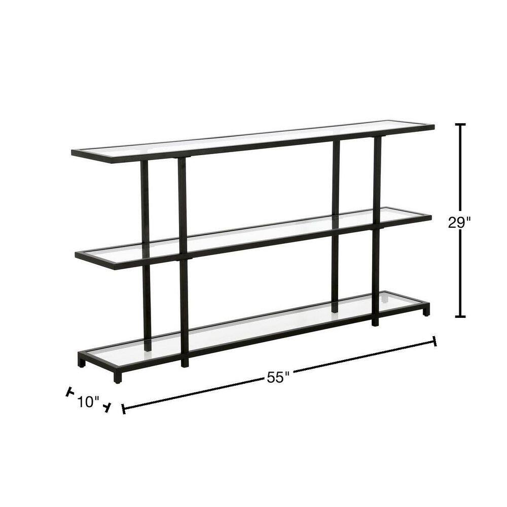 55 in Blackened Bronze Glass Console Table with Storage