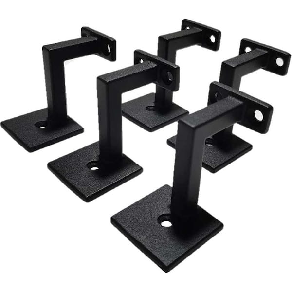Afoxsos Textured Black Zinc Alloy Square Handrail Brackets for Staircase Railing with Contemporary Design (Pack of 5)