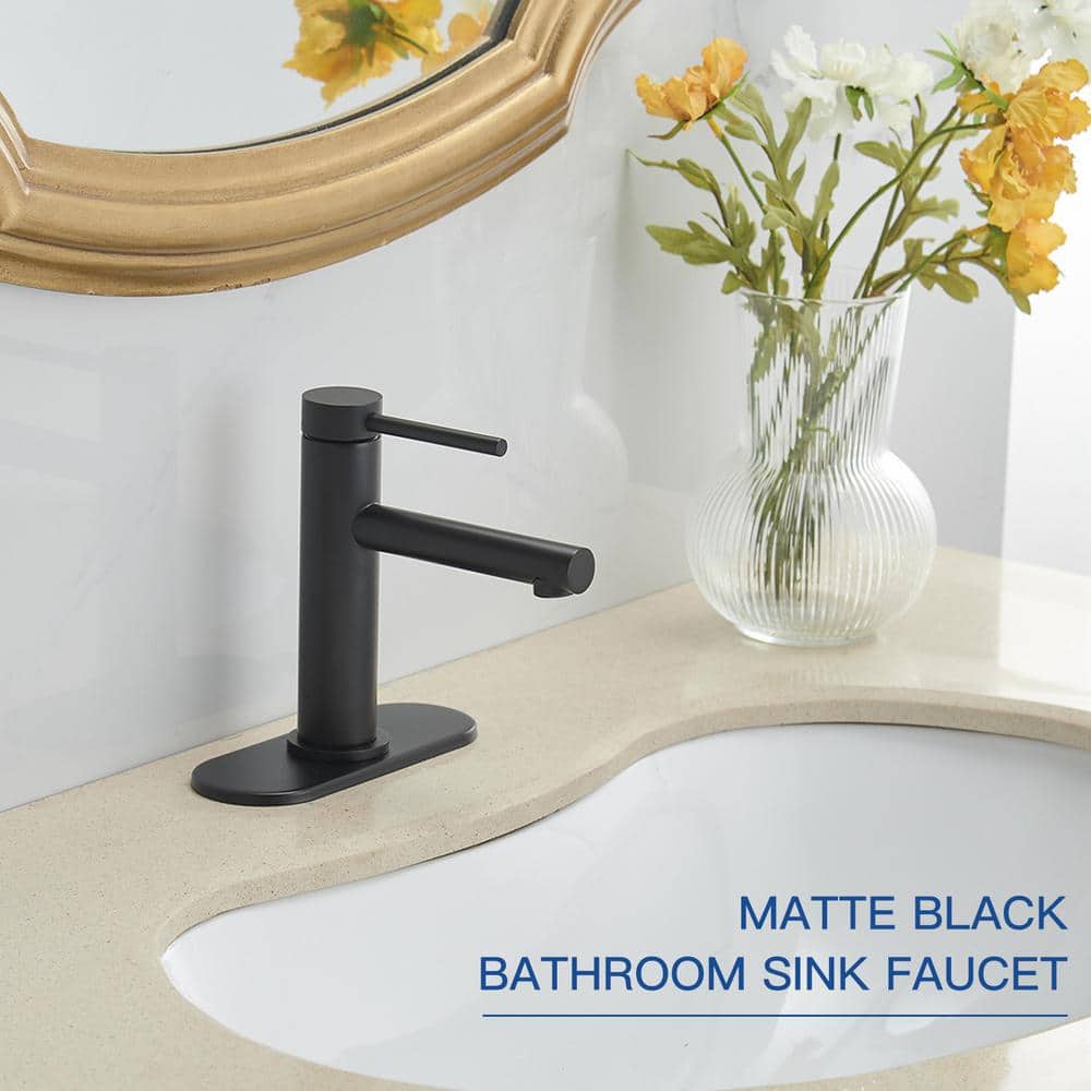 Matte Black Single Handle Brass Bathroom Faucet