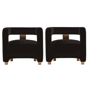 Amirah Black Modern Velvet Upholstered Accent Chair (Set of 2)