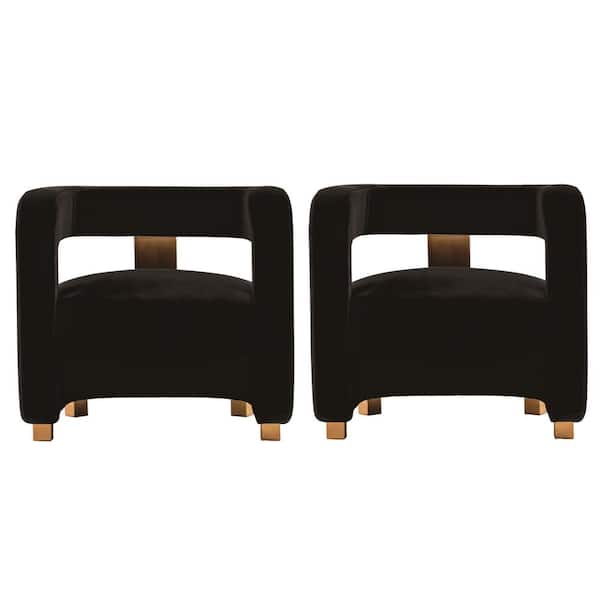 Amirah Black Modern Velvet Upholstered Accent Chair (Set of 2)